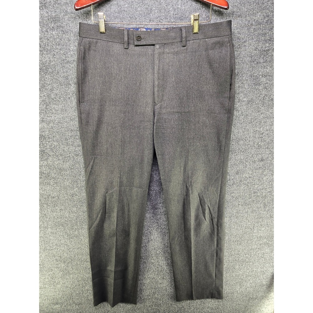 Lauren Ralph Lauren Mens 34x32 Dress Pants Gray Slim Fit Flat Front Herringbone